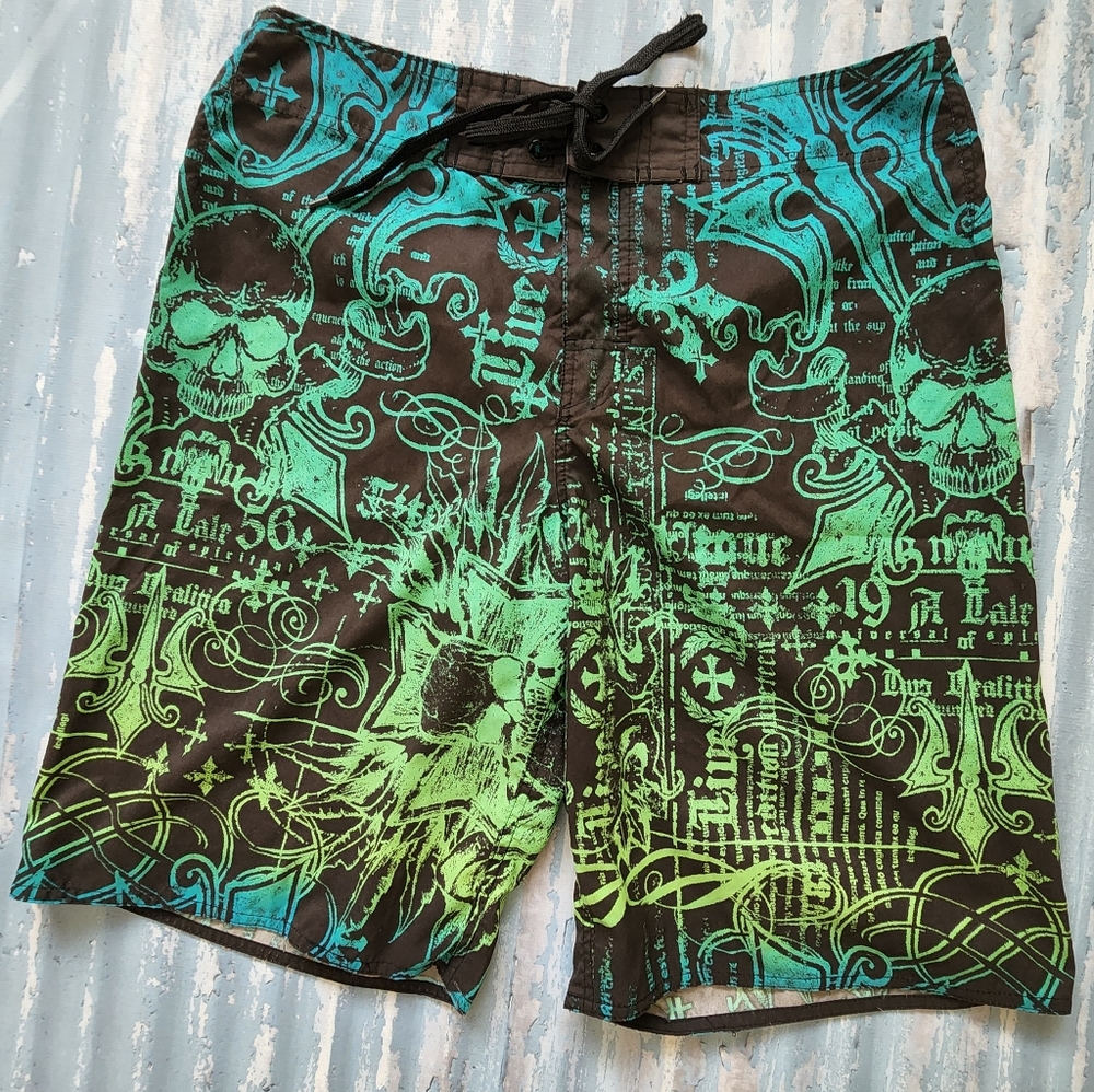 Machine board shorts black/blue/green